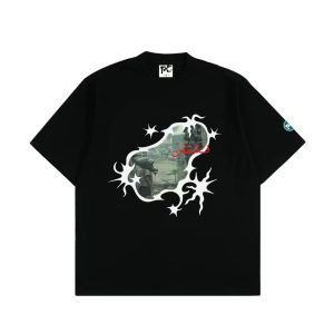AGAIN RESTRAINT TEES BLACK